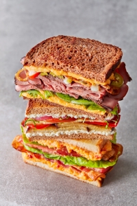 Stacked Sandwiches Standing Out